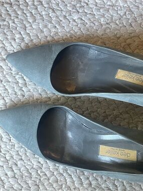 Dee Keller Italian Gray Suede Pointed-Toe Pumps